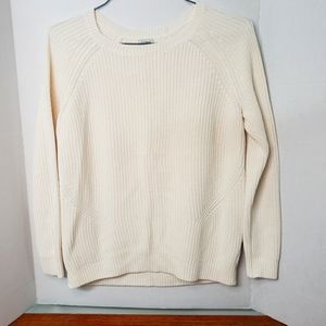 L.L. Bean Shaker -Stitch Crewneck Sweater 290416 Cream Ivory Large